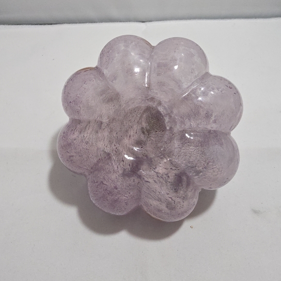 Hand Blown Glass Pumpkin Purple W/ Gold Flecks White Base (J) - Picture 9 of 9